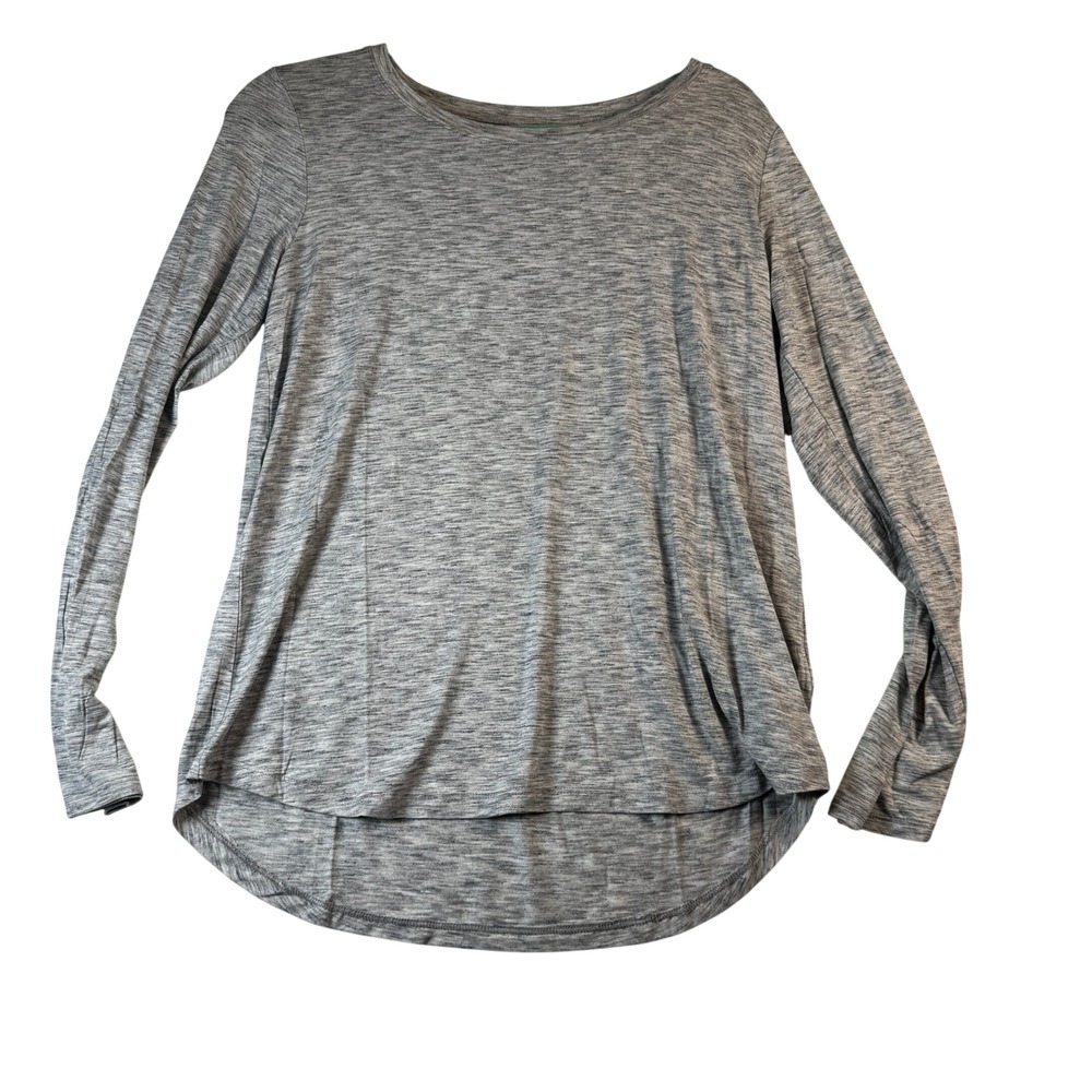 GAP Luxe T Womens Long Sleeve Top Heather Gray‎ Hi Low Hem Size M Soft Thin